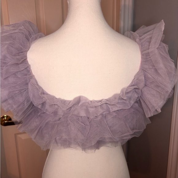 NWT Free People Intimately Oyster Mauve Tulle Crop Top - Picture 3 of 8
